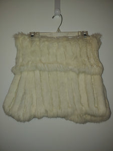 Super Soft Knitted White Rabbit Fur Skirt - 14"/16" waist