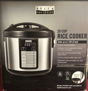 Bella - Pro Series 20-Cup Rice Cooker - Stainless Steel