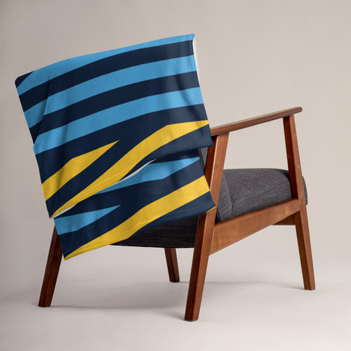 Blue and Yellow Striped Comfort Throw Blanket